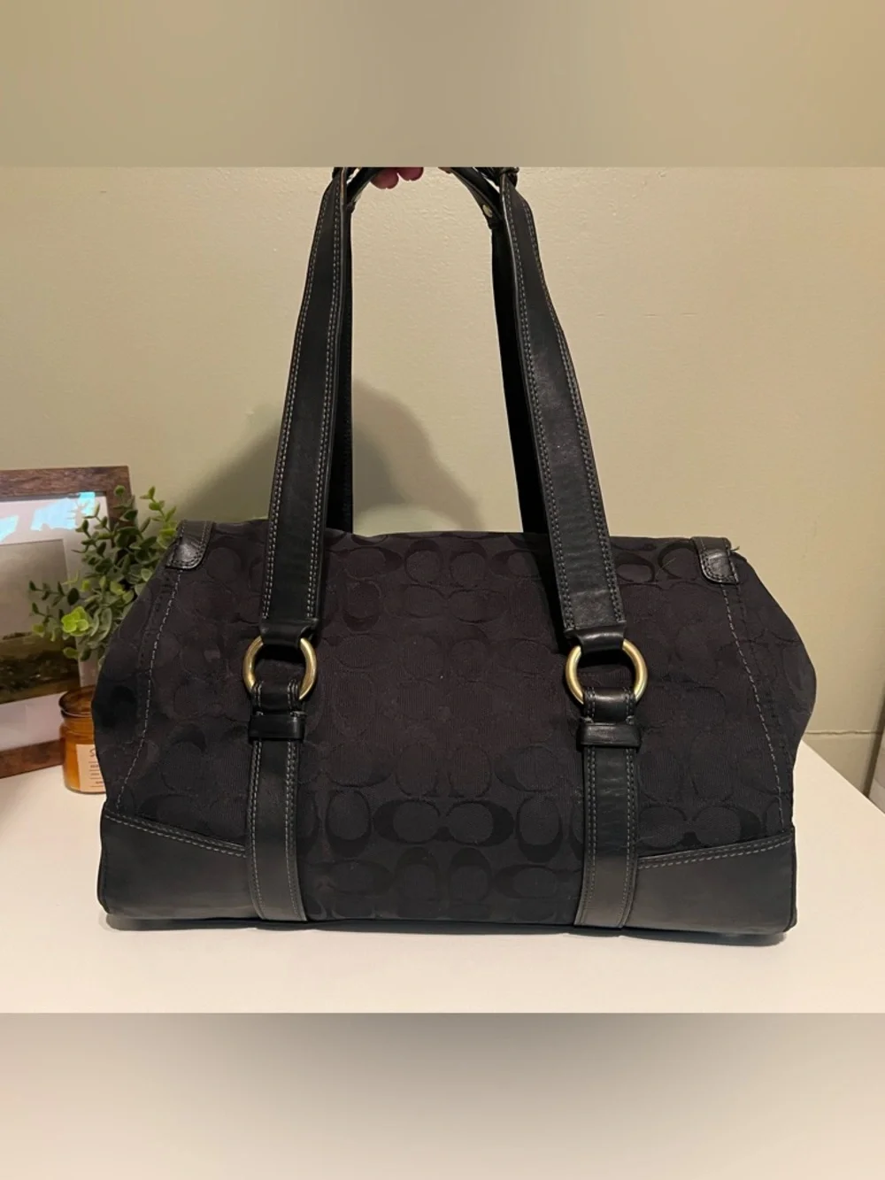 Coach Soho Signature Black Jacquard Buckle Satchel Turnlock Pocket Shoulder Bag - Picture 3 of 14